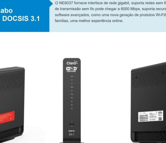 Novo Modem Claro Coaxial Wi-Fi 6 e Porta 2.5Gb – SDMC NE6037 – Planos Coaxial Claro
