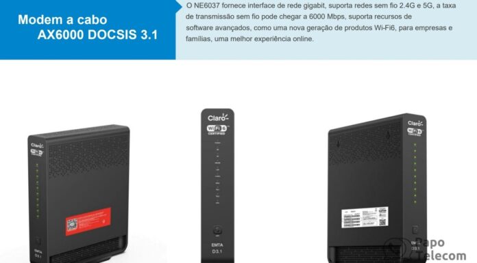 Novo Modem Claro Coaxial Wi-Fi 6 e Porta 2.5Gb – SDMC NE6037 – Planos Coaxial Claro