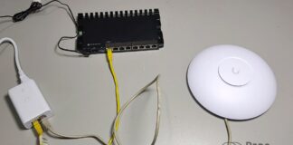 AP UniFi U7-Pro Ubiquiti Wi-Fi 7 BE (unboxing e testes) Porta 2.5Gbps (fonte PoE+)