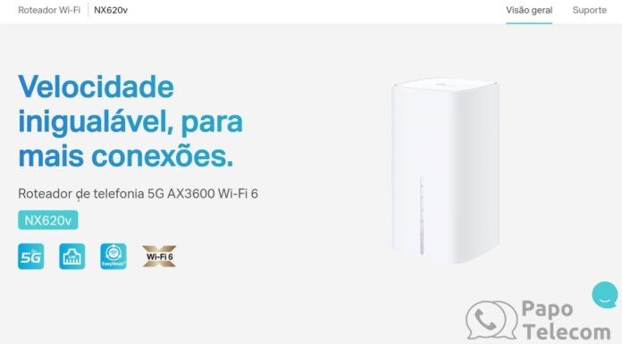 Roteador Wi-Fi 5G TP-Link NX620v (com Wi-Fi 6 e Porta de 2.5Gbps)