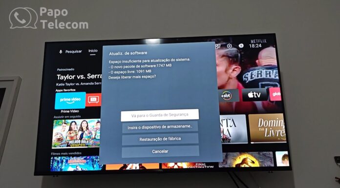 Atualizando TV Android TCL 40S5400A (sem espaço para atualização, restauração de fábrica)