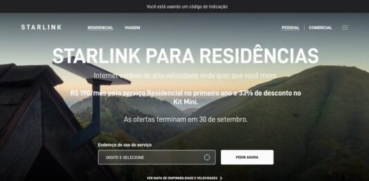 Starlink Mini com Desconto e 30 dias grátis (somente até 30/09) e mensalidade por R$ 190 por mês