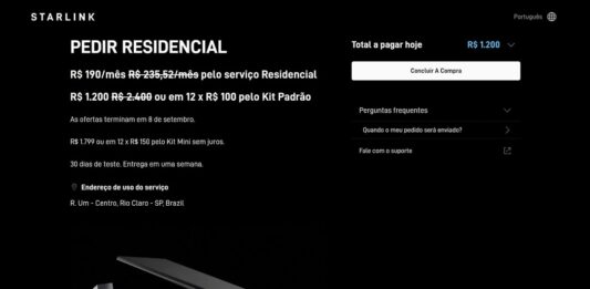 Starlink com 50% de desconto – R$ 1.200 no equipamento e R$ 190 por mês no primeiro ano!