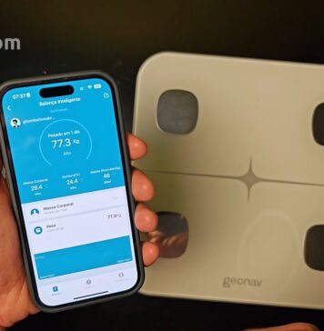 Balança inteligente Geonav com Bioimpedância Apple Health HISAUBA