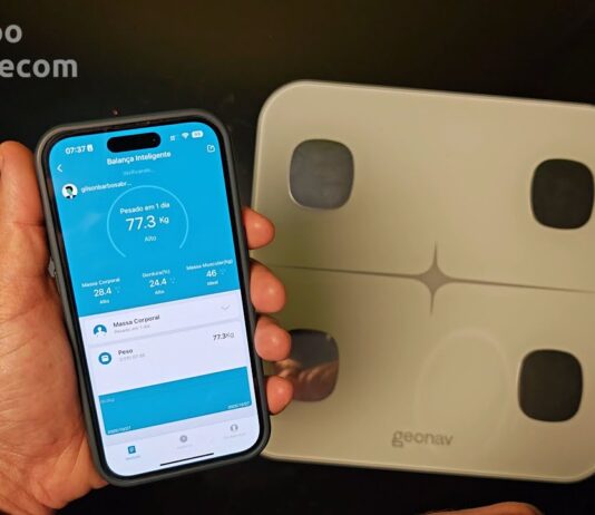 Balança inteligente Geonav com Bioimpedância Apple Health HISAUBA