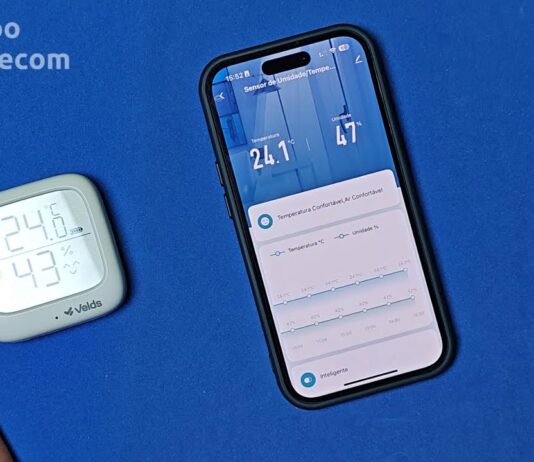Sensor de Temperatura e Umidade Wi-Fi inteligente Velds VDS STUBW – Ligue o Ar se estiver quente