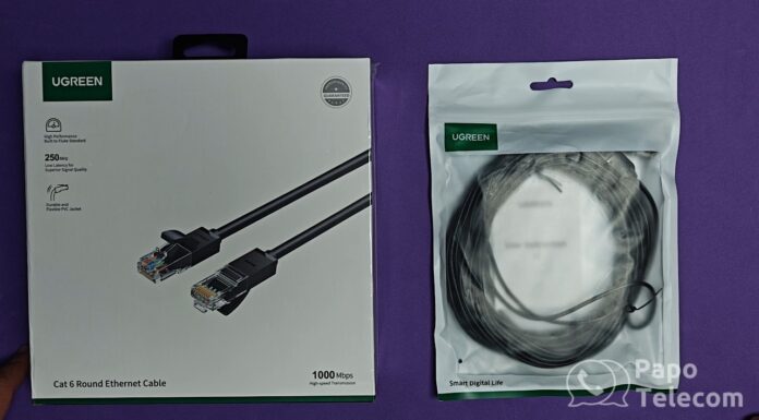 Cabos Rede Cat6 Ugreen Cat6 20m NW102 e Cat6A 10m NW122